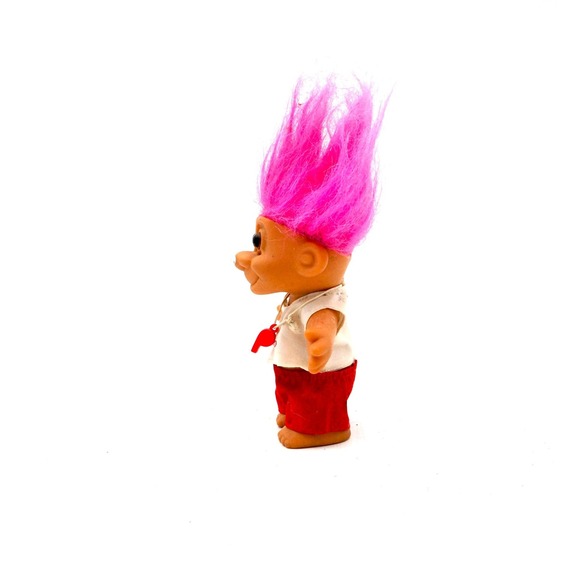 Retro Lifeguard Troll Doll Pink Hair Red Shorts Classic Toy Collectible - Picture 8 of 11